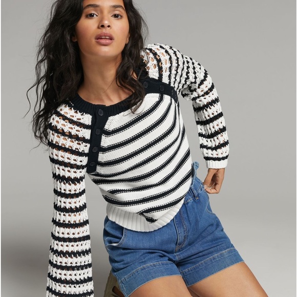 Maeve Eva Crochet Sweater Black and White, NWOT XL - Picture 12 of 13